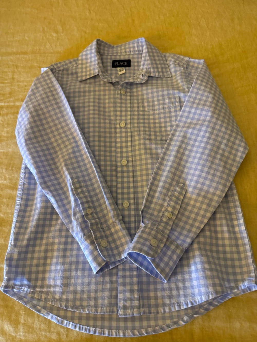The Children's Place Light Blue Gingham Button-Down Shirt - size 7/8